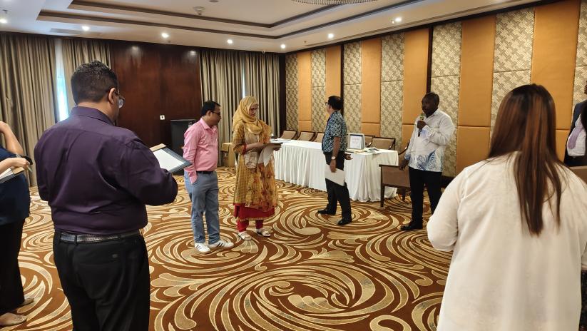 Representatives from National Societies and health authorities in Bangladesh, Nepal, Indonesia and Sri Lanka take part in a regional epidemic preparedness training in June 2025.