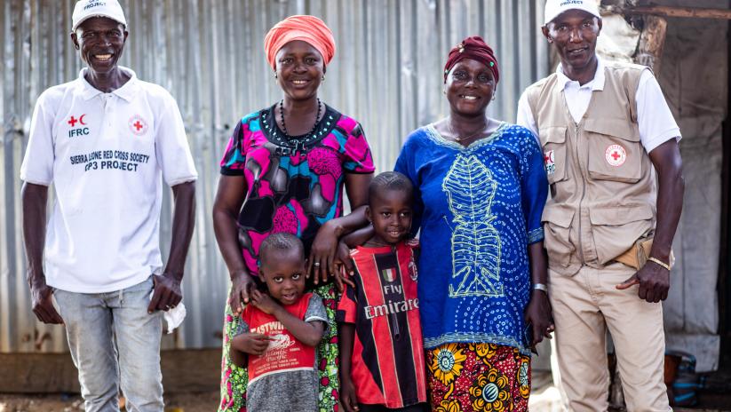 Sierra Leone Red Cross volunteer Momoh and supervisor Jobel in Makuma village